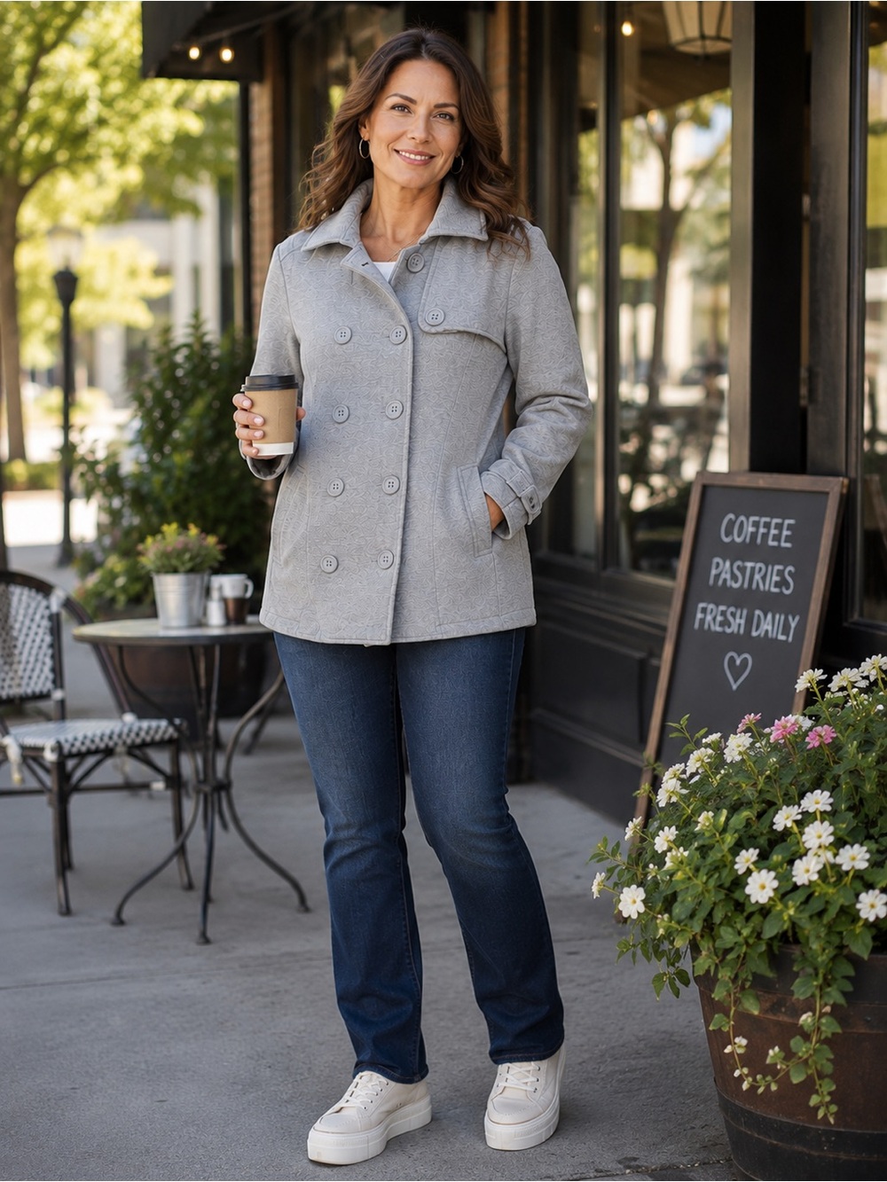 🍂 Torrid Gray Fleece Peacoat Jacket | Size 0 (L) | Cozy Classic